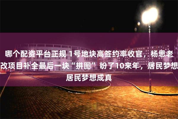 哪个配资平台正规 1号地块高签约率收官，杨思老街旧改项目补全最后一块“拼图” 盼了10来年，居民梦想成真